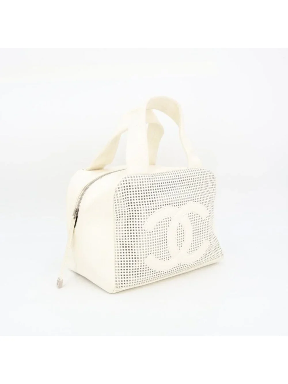 Chanel Perforated Handbag White Mini
